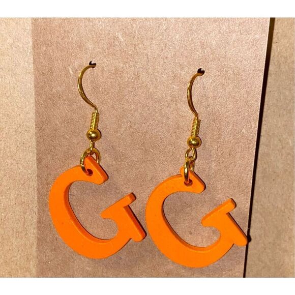 ☀️3/$12☀️ Letter “G” Earrings with Sterling Silver Hooks. (Orange) - Picture 1 of 3